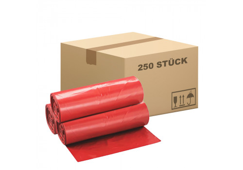 Müllsäcke Rot 10 Rollen a 120 Liter,  250 Stück in Karton