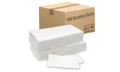 Tafelservietten weiß 1600 Stück, 3 Lagig 40 x 40 cm, 1/8 Falz