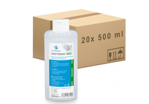 Alcoholic hand sanitizer 20 bottles box Aseptoman MED 500 ml 