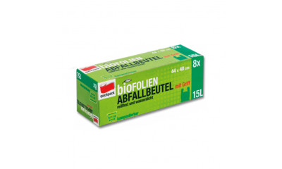 Bio Müllbeutel aus Biofolie mit Tragegriff 15 Liter 1 Rolle mit 8 Beutel