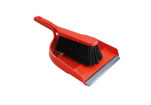 Sweeping set with fine synthetic hair and rubber lip, red, 35 cm