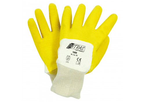 Work gloves latex coated with knitted wrist 1600 yellow, size 10