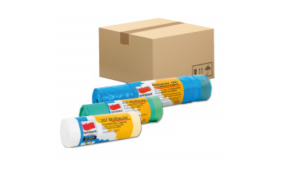 Müllsäcke Grün mit Zugband 60 Liter 18 Rollen in Karton